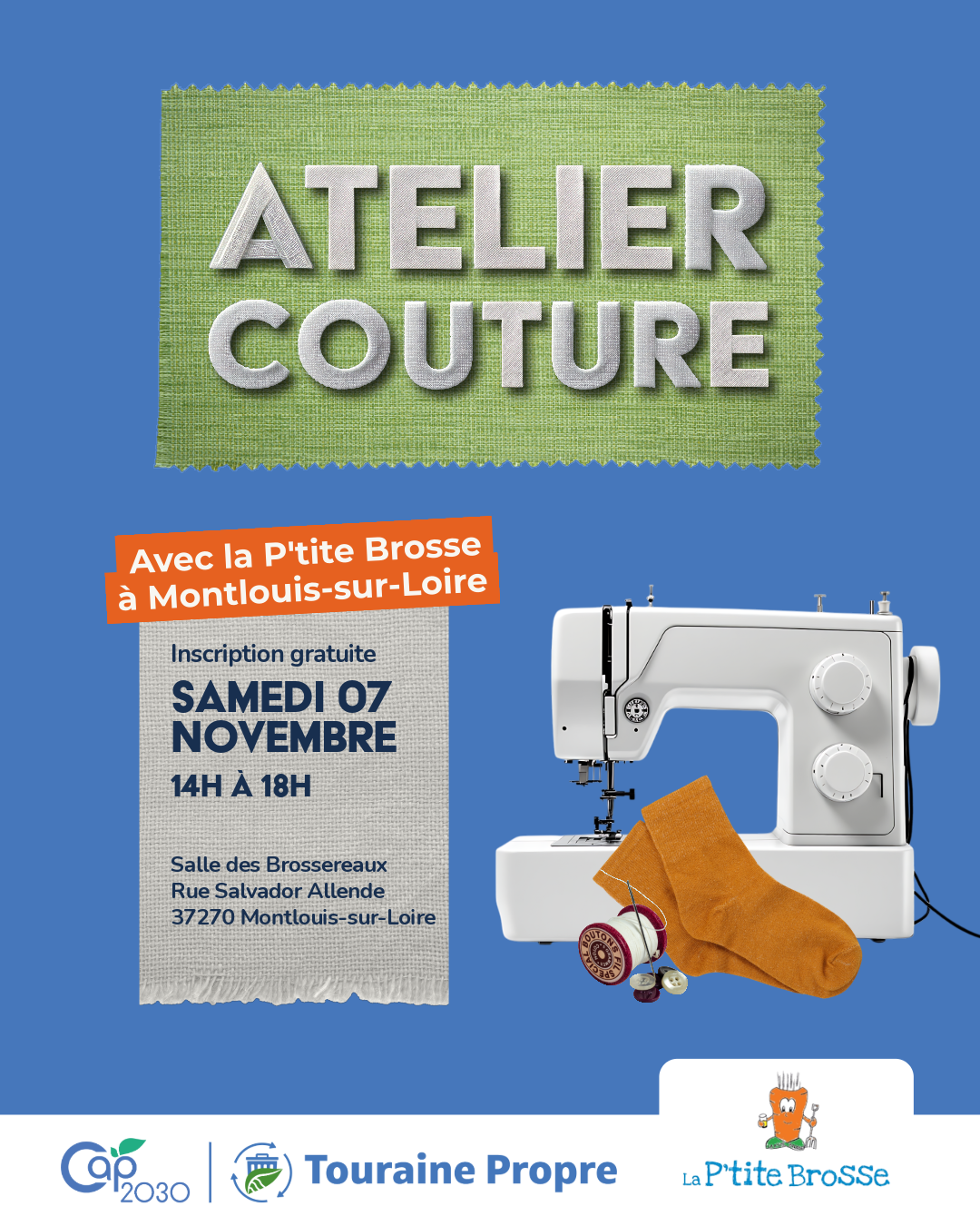 Atelier couture avec la P'tite Brosse